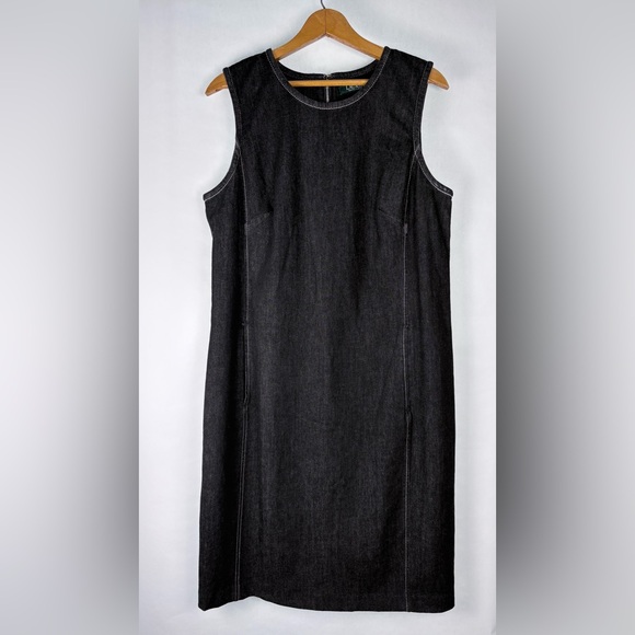 Ralph Lauren Dresses & Skirts - Lauren by Ralph Lauren Black Denim Sheath Dress Size 12
